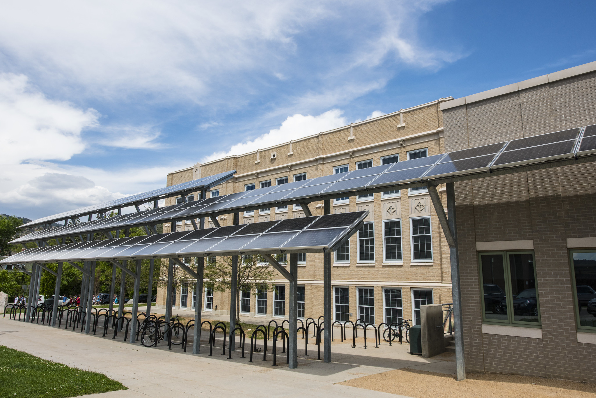 June 02, 2017- PV modules on the Casey Middle School in Boulder, CO.