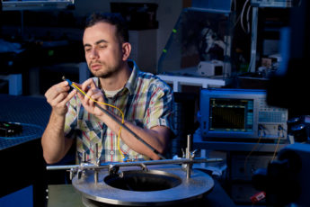 Onur Kilic working on a hydrophone