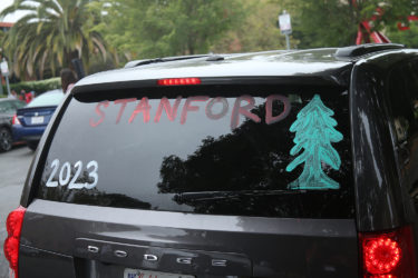 A decorated car window during New Student Orientation on September 18, 2019 in Stanford, CA.