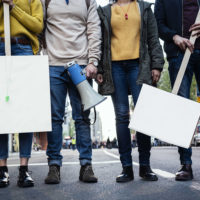 Young protesters in the street