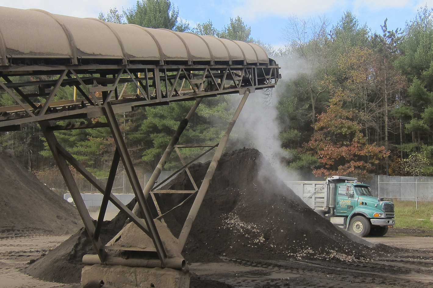 Contaminated soil from excavated underground petroleum storage tank sites is being processed and cleaned at a processing plant in Concord, New Hampshire October 25, 2013.