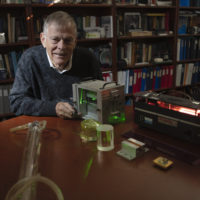 Robert Byer with laser equipment