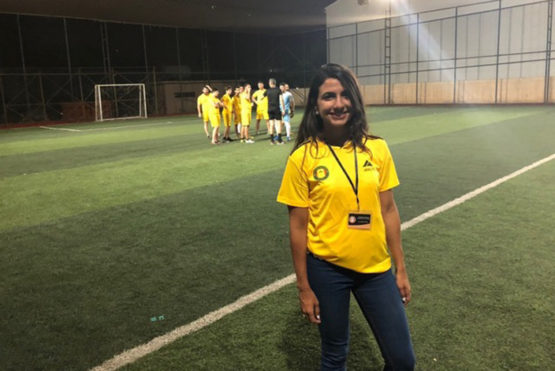 Salma Mousa on a soccer pitch