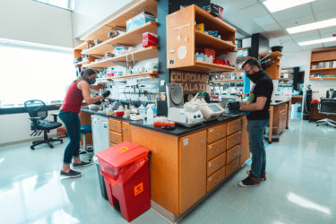 Maria Sallee and James Ferguson in Gilbert Hall lab