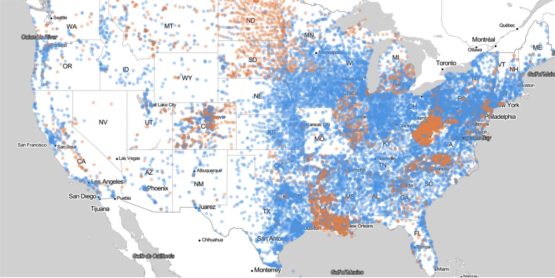 Map of U.S. wastewater treatment facilities