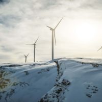 wind turbines in the snow