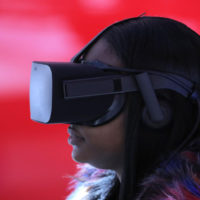 person wearing VR goggles