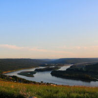 A view of the Peace River in northern Alberta, Canada.